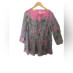 Pink Leaf Print Women's Top
